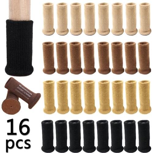 16 Pcs Knitted Chair Leg Foot Sock Covers Felt Non-Slip Furniture Legs Protection Pads Thickening Table Foot Cap Floor Protector