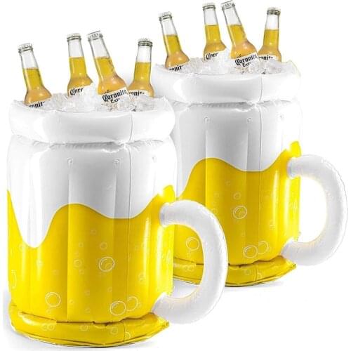 18" Inflatable Floating Cooler Beer Cooler Party Supplies 2 Pack Inflatable Swimming Pool Beer Mug for Beach Pool Accessories