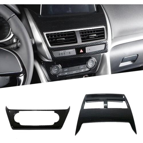 2pcs ABS Air Condition Knob Switch Cover Car Dashboard Navigation GPS Multimedia Panel Cover For Mitsubishi Eclipse Cross 2018