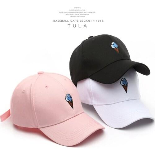 2021 Embroidery Ice Cream Baseball Cap Cotton Kpop Dancing Hats Dad Hat Men Women Adjustable Hiphop Snapback Cap chapeau