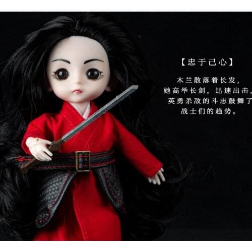 3D Eyes Mulan Beauty 1/8 Bjd Ancient Doll with clothes 16cm 13 Moveable Jointed Lovely Baby Girl Doll Toy