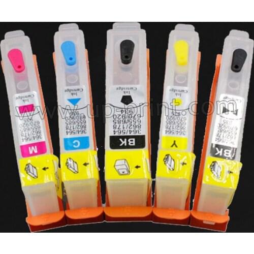 UP 5PCS Refillable Ink Cartridge for hp 364 364XL B8550 C5380 C6380 C410b C5324 C6324 D5460 7510 C309n C310a C309a printer