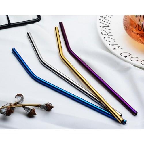 500pcs Colorful Stainless Steel Drinking Straws Straight and Bent Reusable Filter With Brush DIY Tea Coffee Tools