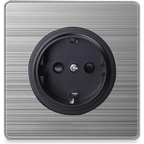 86 type 4 Gang 2 Way Press button home switch Acrylic led brushed stainless steel mirror light point switch France UK socket