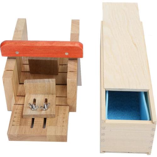 Baking Accessories 1000ml Oak Silicone Soap Cake Mold Soap Cutter with Scale 2‑Way Open Lid Wooden Box DIY Tool DIY Tool Set