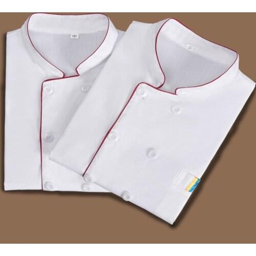 White Short Sleeve Restaurant Chef Jacket for Men Hotel Kitchen Chef Uniform Cafe Worker Wear Fast Food Cheap Chef Cost Overalls
