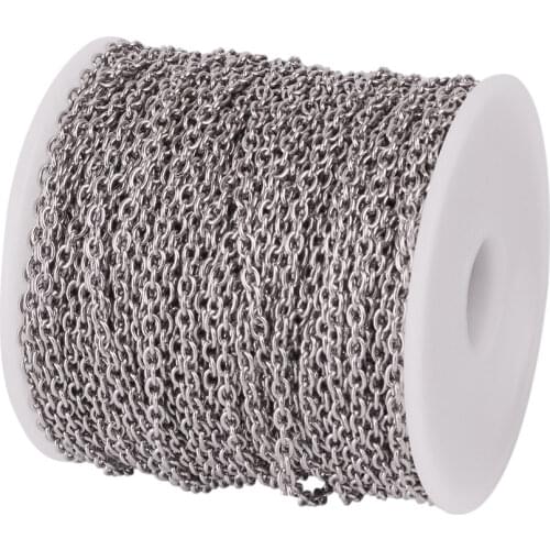 50m/roll 0.4/0.5/0.6/0.8/1.0mm 316 Stainless Steel Cable Chains with Spool Soldered Stainless Steel Color For DIY Jewelry