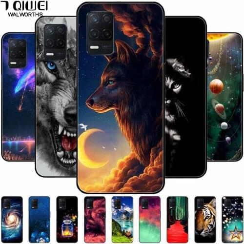 For Realme Narzo 30 5G Case 6.5'' Soft Silicone back cover Phone Cases for Realme 8 5G Case TPU Black Bumper on Realme8 5G Wolf