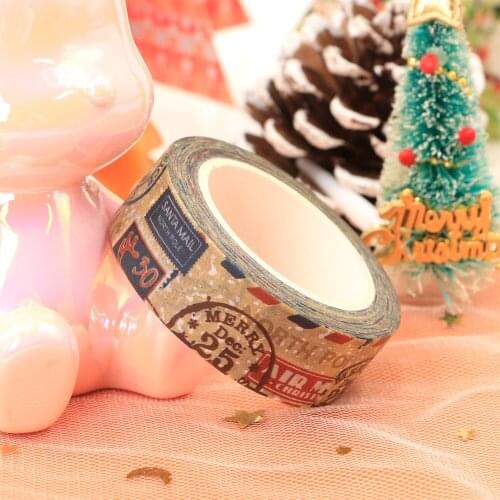 10 Rolls Decorative Retro Postage Stamps Washi Tapes for Christmas Gift Wrap Planner Adhesive Masking Tape Cute Papeleria