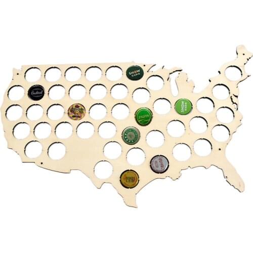 Beer Cap Map USA Map Shape Wooden Beer Cap Holder Wall Decoration Best Mens Gifts Beer Cap Holder Beer Cap Display Board