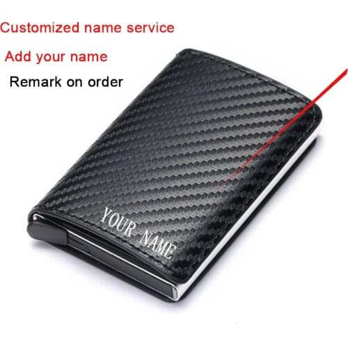 Carbon Fiber Mens Credit Card Holder Leather Card Wallet Case RFID Blocking Cardholder Protection Purse For Women