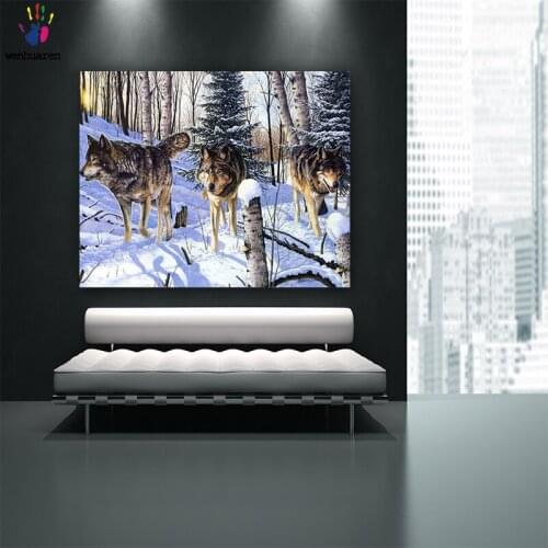 DIY colorings pictures by numbers with colors Wolves in the snow picture drawing painting by numbers framed Home