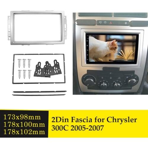 Double Din Car Radio Fascia 2DIN Audio Frame Cover Stereo DVD Player GPS Fascias Bezel Trim Kit for CHRYSLER 300C 2005 2006 2007
