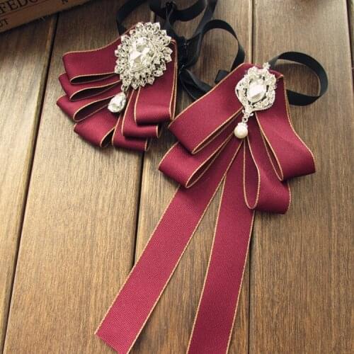 British Multi-layer Bow Tie Korean Mens Unisex Business Banquet Wedding Groom Suit Shirt Accessories Handmade Rhinestone Bowtie