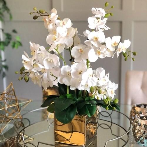 1Pc Artificial Phalaenopsis Silk Fake Flowers Room Home Decor DIY Wedding Decoration Flower Artificial Flower Bouquet Fake Plant