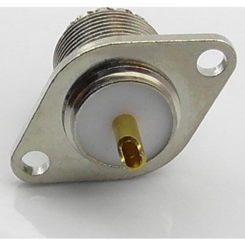 Brass UHF SO239 SO-259 female Chassis Socket 2-holes Flange solder Panel mount adapter