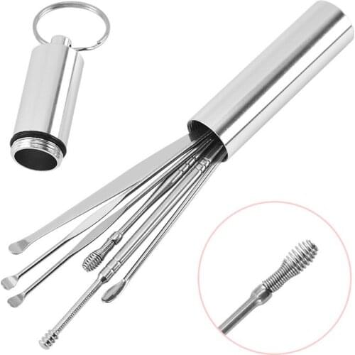 6Pcs Stainless Steel Earpick Ear Cleaner Spoon Ear Care Cleaning Tool Ear Wax Removal Kit Ear Wax Remover Ear Wax Removal Tool