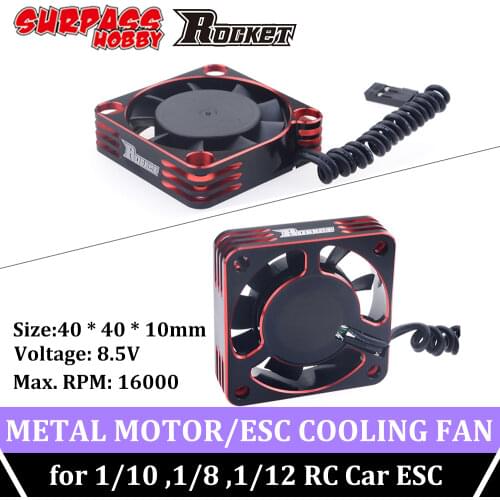 SURPASS HOBBY Rocket 40mm Metal Cooling Fan Motor ESC Heat Sink 8.5V for 4068 4092 4074 ESC Brushless Motor 1/10 1/8 1/12 RC Car