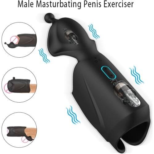 Powerful Penis Endurance Sleeve Sex Toy Delay Lasting Trainer Glans Massager Male Masturbator Penis Stimulation Vibrator