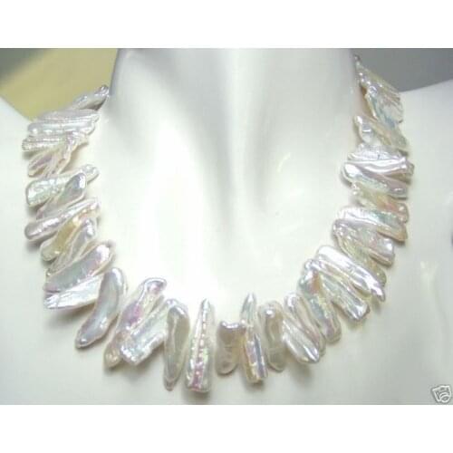 Wholesale good 6-13mm abnormal shape white pearl necklace 17"