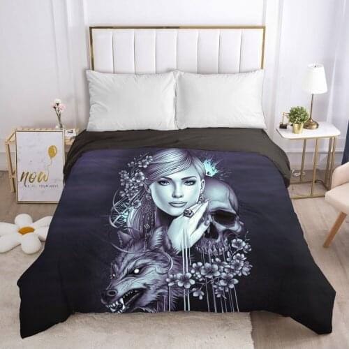 Skull Woman lady Duvet cover Quilt/Blanket/Comfortable Case 140x200 240x220 240x260 Queen King Single Bedding for Home wolf