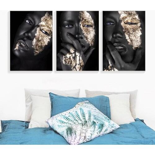 Black Sexy Girl Lips Gold Poster Modern Canvas Painting Pictures For Living Room Decoration Home Decoration