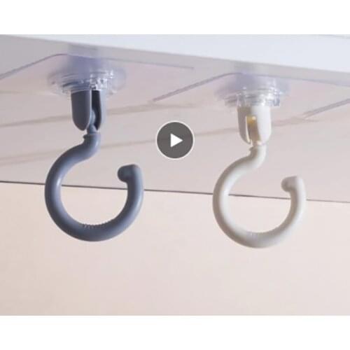 Ceiling Rotary Hook Strong Hook Household Multi-function Adhesive Hook Wall Key Hanging Door Back Coat Kitchen Bathroom Hook