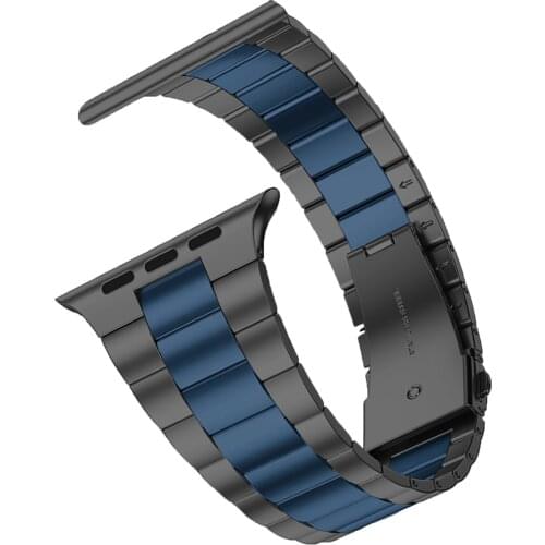 Classic Strap Black Blue Stainless Steel Metal Band For Apple Watch 44MM 40MM 42MM 38MM Bracelet Watchband For iWatch Series 6