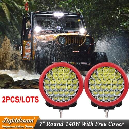 Super bright led driving lights 6.7 inch Round 140W 28leds 12V 24V With DT connector led auxiliary beam Good night lights x2pcs
