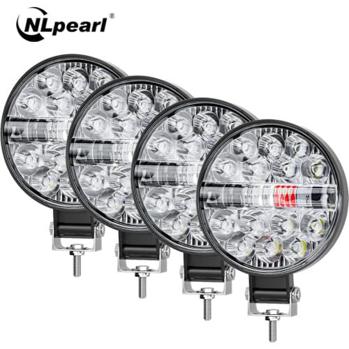NLpearl 42W 48W LED Bar Spotlights Red White Blue Tricolor Car Strobe Light for Truck Offroad 4X4 ATV SUV LED Work Light 12V 24V