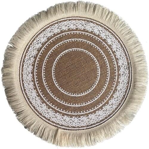 Ins Style Woven Coaster Nordic Placemat Cotton and Linen Dining Table Insulation Pad Shooting Props Home Jute Decorative Mat