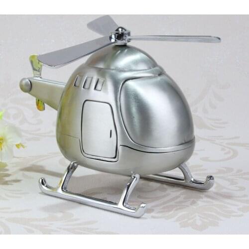 Creative Zinc Alloy Helicopter Piggy Bank Cash Money Box Metal Craft Aircraft Coins Jar for Children Toy SNG004
