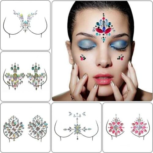 Temporary Tattoo Sticker Waterproof Face Gems Adhesive Glitter Jewel Tattoo Wedding Festival Rave Party Body Art Hot