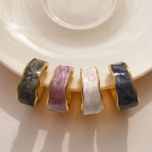 VENTFILLE 925 Sterling Silver Retro Enamel Female Colorful Open Ring