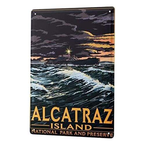 Tin Sign Decor Plaques Retro Art Metropole Alcatraz Iceland