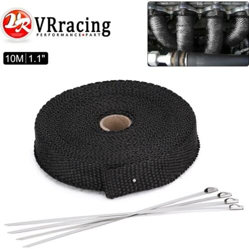 1" 10M Motorcycle Exhaust Thermal Exhaust Tape Header Heat Wrap Resistant Downpipe For Motorcycle Car Accessories + 4 pcs Ties