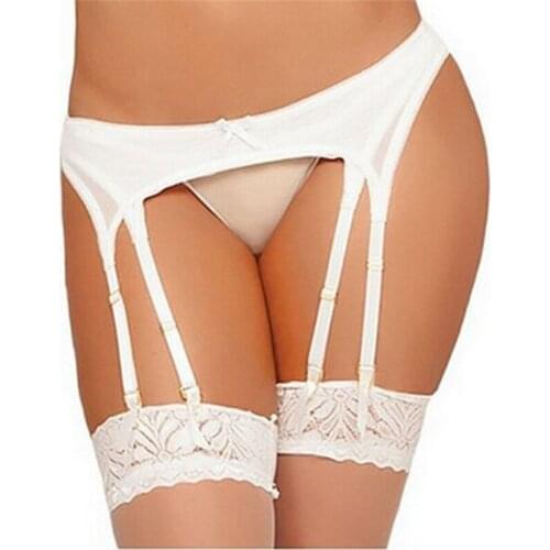 1 PC Exotic Nightie Stockings Wedding Lingerie Women Sexy Garter Belt Black Red Sheer Floral Lace Garter Belt Suspender 55-76 CM