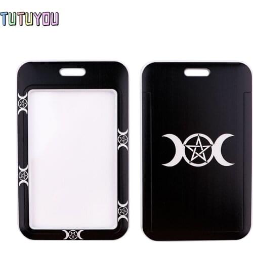 1pcs PC2907 Moon Symbol Fashion Lanyards ID Badge Holder Bus Pass Case Cover Slip Bank Credit Card Holder Strap Cardholder