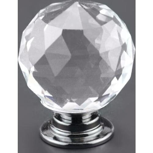 10/20pcs 30mm Furniture Door Pull Knob Drawer Clear Gold Crystal Glass Door Crystal Ball Cabinets Handle Pull Dia