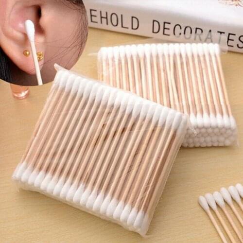 100Pcs Double Head Disposable Makeup Cotton Swab Cotton Buds Daily Cleaning Tool Medical Wood Sticks Nose Ears Cleaning Tools