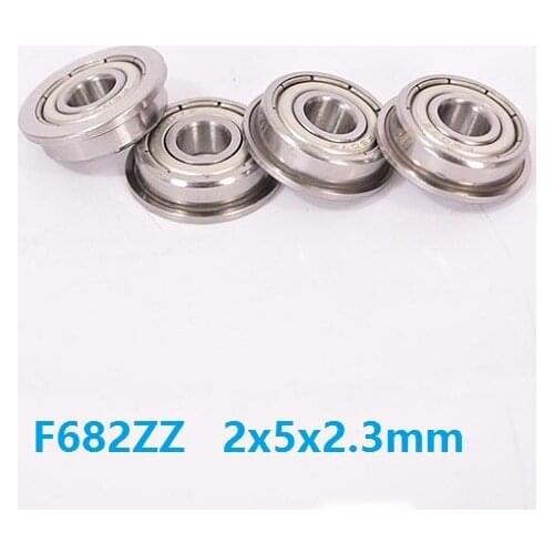 100pcs F682ZZ F682-ZZ 2Z 2x5x2.3mm shielded flange deep groove ball bearings 2*5*2.3 mm
