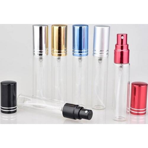 100pcs/lot 10ML Portable Colorful Glass Perfume Bottle With Atomizer Empty Cosmetic Containers For Travel Spray bottles