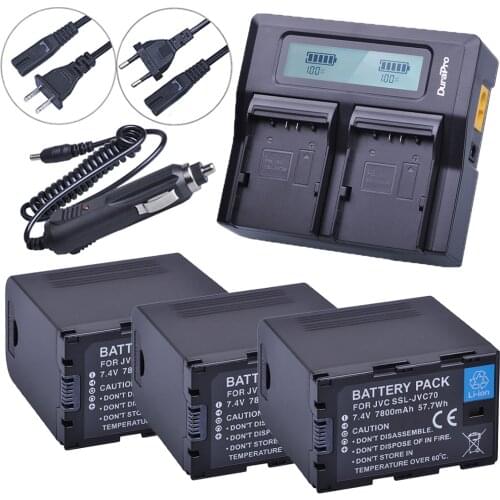 3pc 7800mAh SSL-JVC70 SSL JVC70 Li-ion Batteries with USB Output for for JVC GY-HM600 GY-HM650 GY-HMQ10 GY-HM200 GY-LS300 Camera