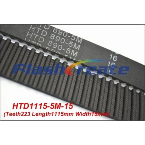 5pcs HTD5M belt 1115 5M 15 Teeth=223 Length=1115mm Width=15mm 5M timing belt rubber closed-loop belt 1115-5M S5M Belt 5M Pulley
