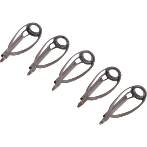 5pcs Gray Fishing Rod Tip Rings Pole Replacement Guides DIY Rod Building