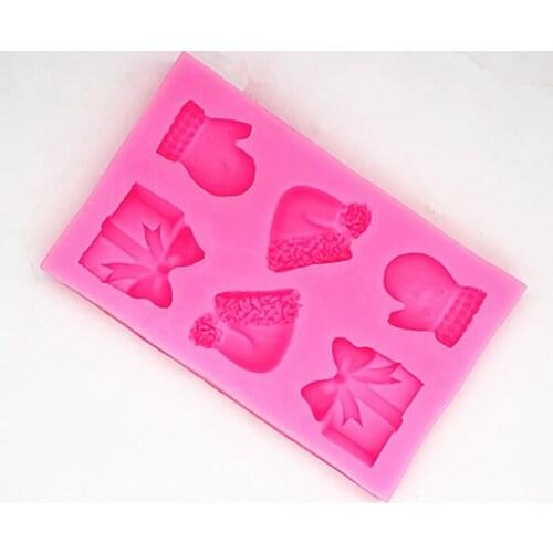 6 hole Christmas series chocolate mold fondant cake decoration mould Silicone baking tool