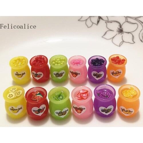 6pcs Slime Charm Fruit Candy Canned Jam Caviar Dollhouse Food Resin Plasticine Slime Bead Making For DIY Scrapbooking Craft