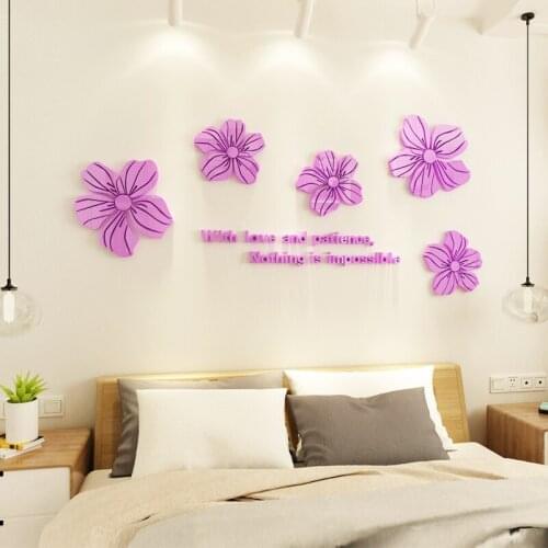 Gold Flower Acrylic Mirror Wall Sticker Diy Simple Style 3d Wallpaper Waterproof Living Room Bedroom Stickers Home Decor B