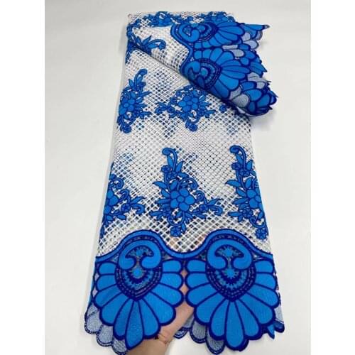 White /Blue 2021 High Quality African Cord Guipure Lace Fabric French Water Soluble Cord Lace Fabric For Nigerian Wedding Dress