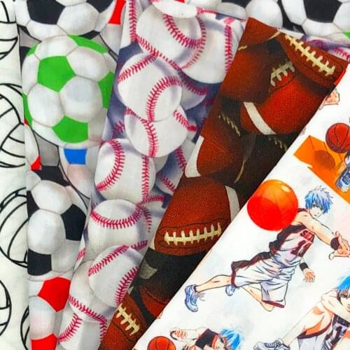 50*145cm Baseball Softball 100% Pure Cotton or Polyester Cotton Material Patchwork Sewing Fabrics Quilt Needlework DIY Cloth